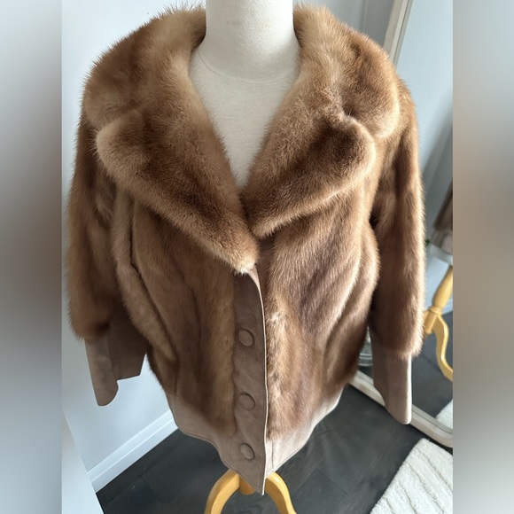 Cropped Vintage Fur/Suede Brown Jacket - Picture 3 of 6